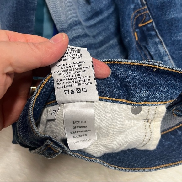 Hudson “Sade cut-off” denim shorts with ribbon stripe - Picture 4 of 6